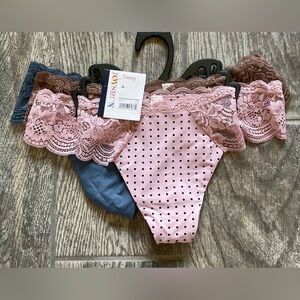 New 3 pairs of Joyspun Microfiber & Lace Thong Panties You Pick Size XS or XXXL